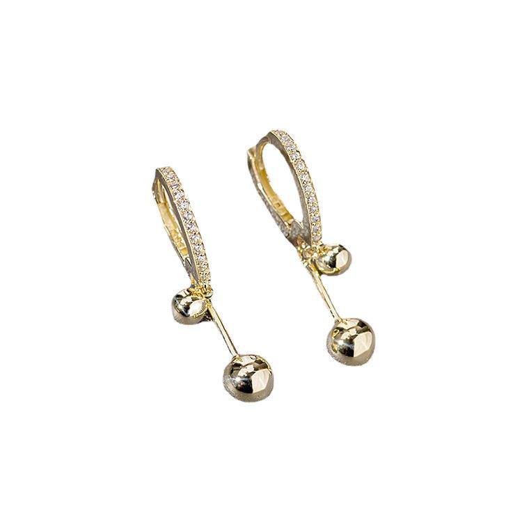 Elegant High-End Women's Gold-Plated S925 Sterling Silver Ear Cuffs with Diamond Accents - Versatile Pendant Earrings