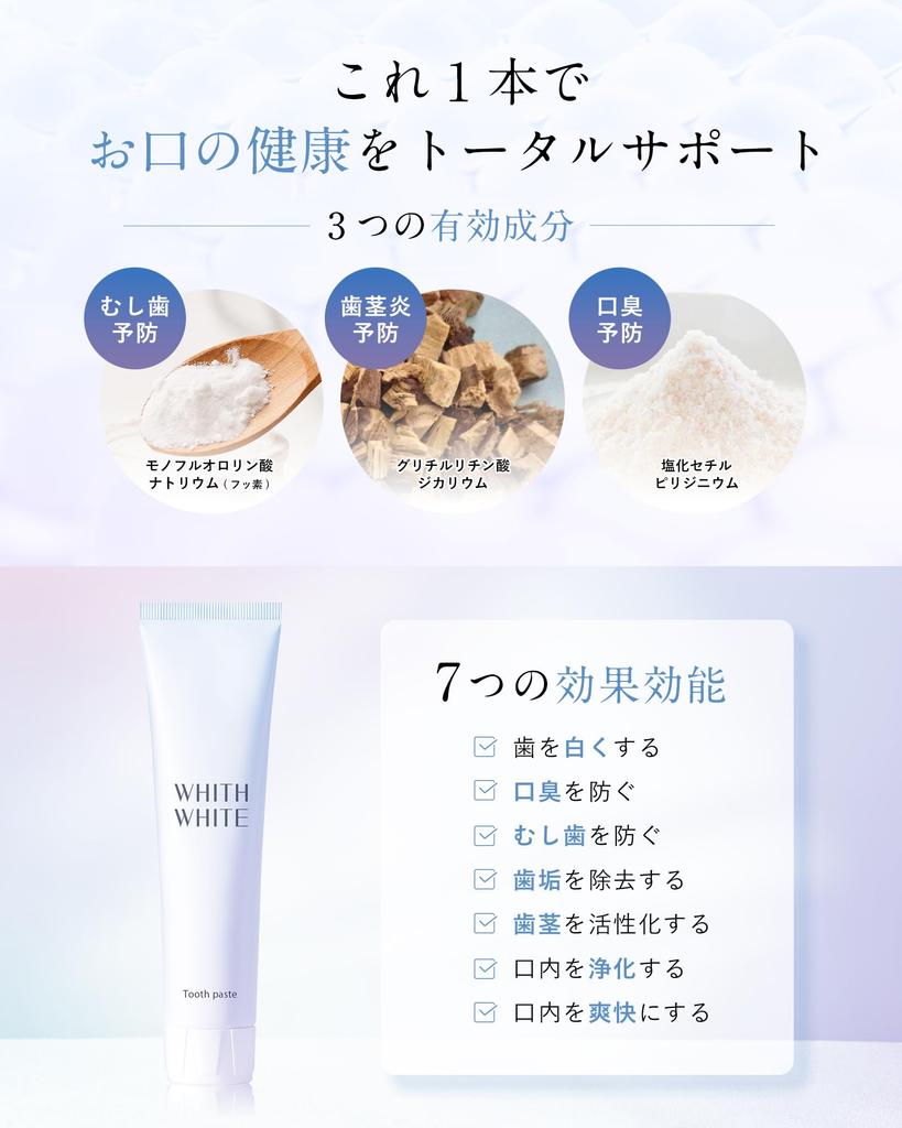 For Daily Whitening WHITH WHITE Toothpaste Medicated Herbal Mint Reduces Treats Bad and Prevents Made In Japan 120g Care [Quasi-drug], Toothpaste,