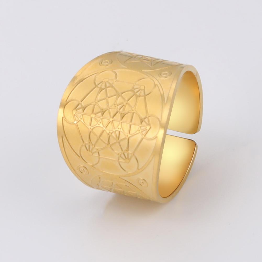 LIKGREAT Seven Archangels Men Ring Witchcra Pentagram Stainless Steel Adjustable Rings Solomon Kabbalah Amulet Talisman Jewelry
