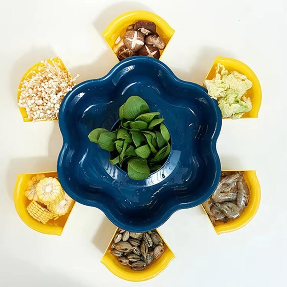 Double-layer Rotating Hot Pot Vegetable Basket 7/9-grid Vegetable Basket