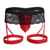 Men Club Garter Boxers U Convex Breathable Bouncy Solid Color Lace Clubwear See-through Flower Embroidery Nightclub Boxers Inner Wear Clothes