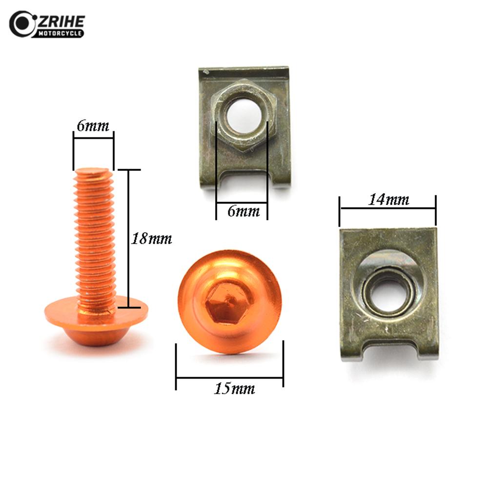 10 pcs 6MM CNC Universal Motorcycle Accessories Fairing body work Bolts Screws For kawasaki Z300 Z750 Z750R Z750S