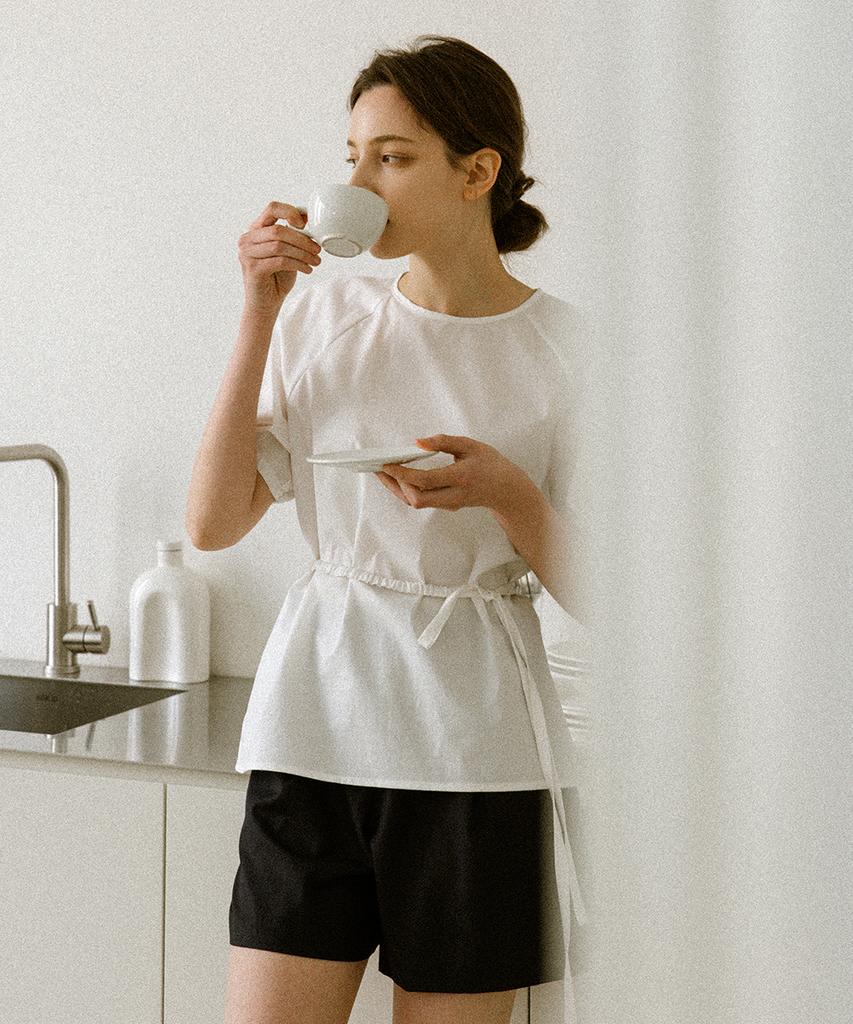 KNOWING String Belted Blouse (White)