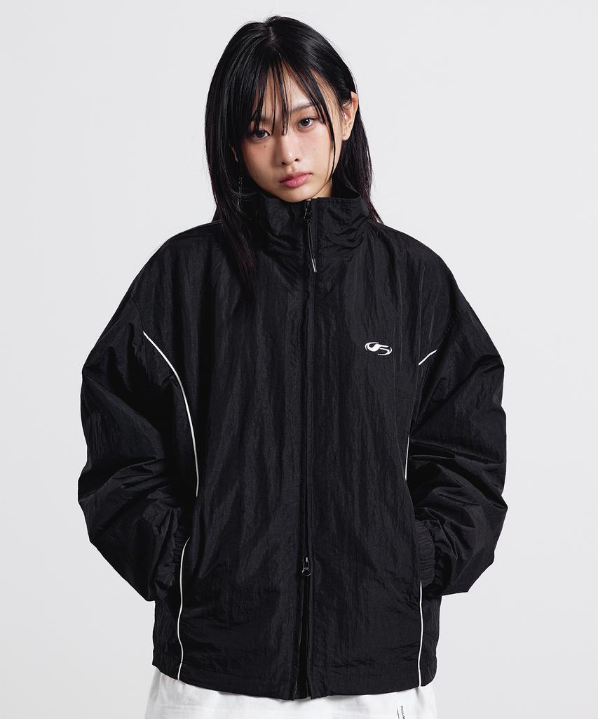 Filluminate Curved Line Windbreaker - Black