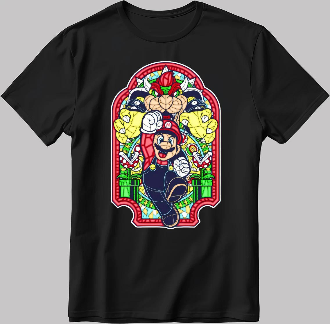 Super Mario Bros. White-Black Men/Women T Shirt AB216 2XL
