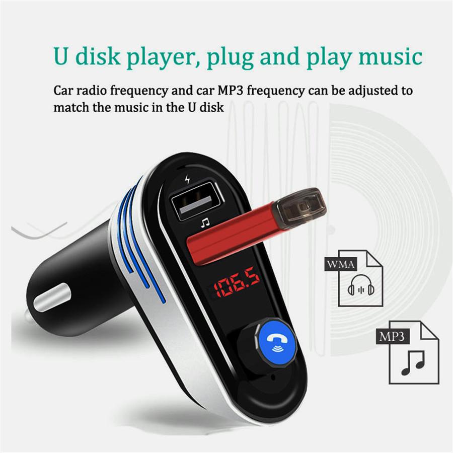 Black Dual USB 5V 3.1A Car Charger BT Handsfree FM Music MP3 Player