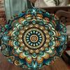 Metal Wind Spinner Autumn Flower Mandala Design in Teal Gold Brown for Garden Patio Balcony Decor All Season Outdoor Wind Chime
