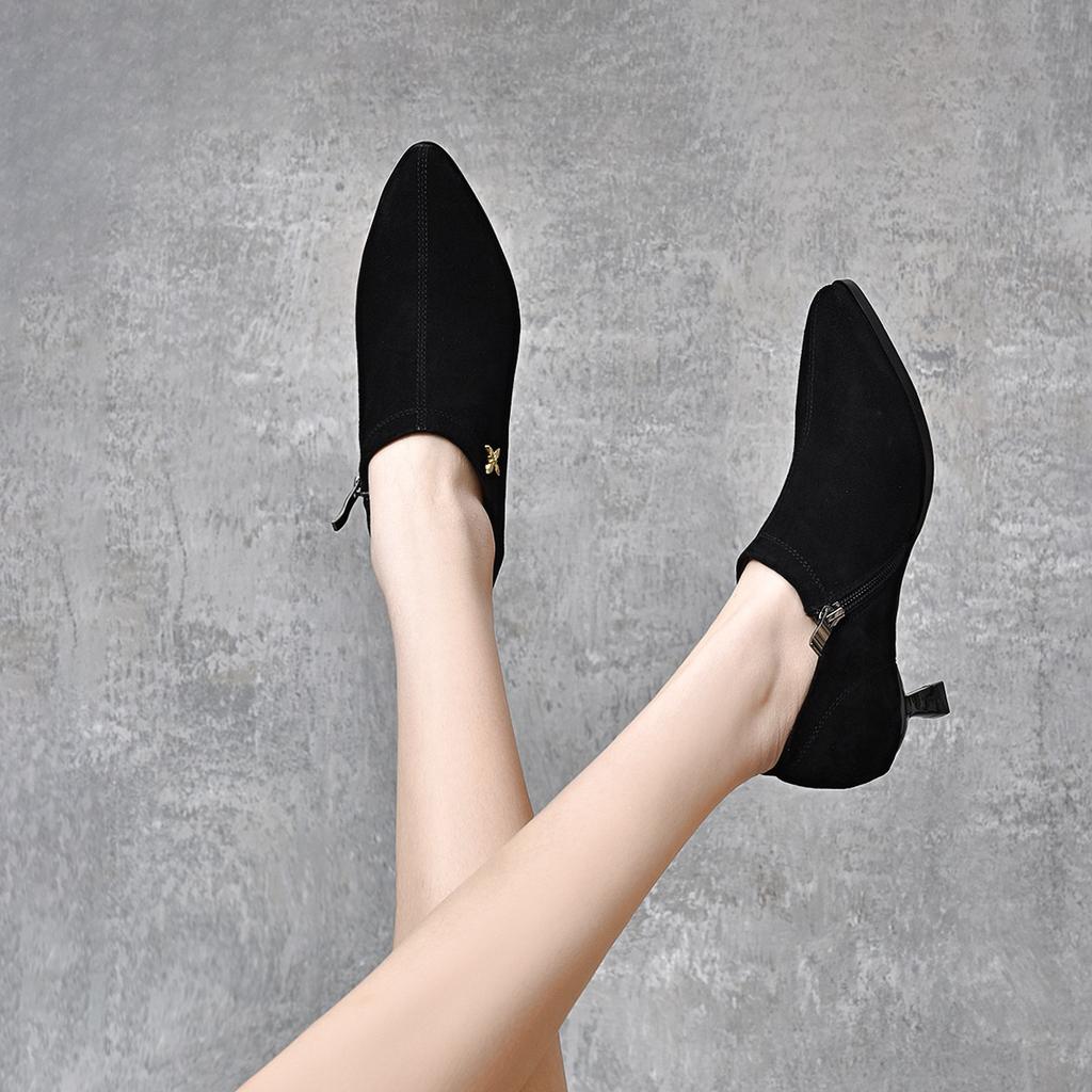 Spitze dünne Absätze High Heels Damen Frühling neu Britisch schlichtes Temperament tiefer Ausschnitt Einzelne Schuhe drei Höhen Damenschuhe