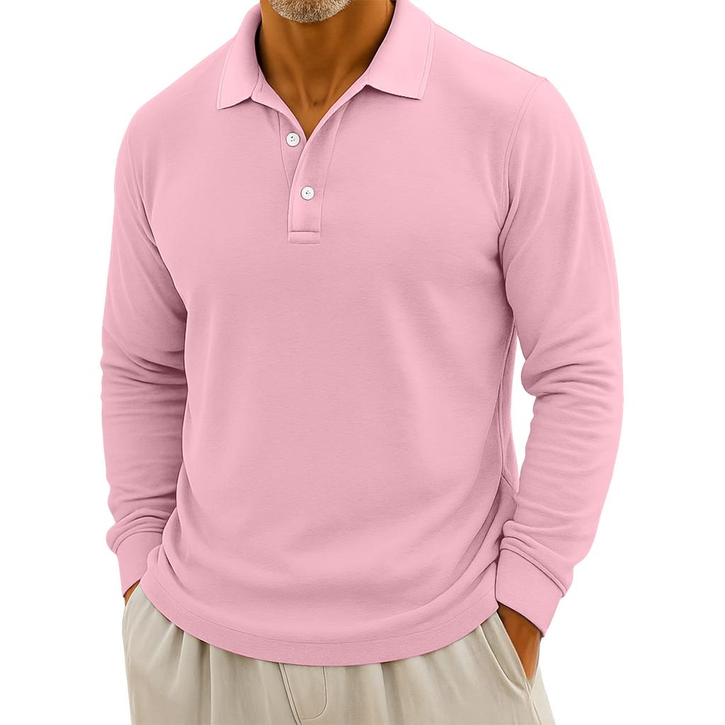 Men's Casual Solid Color Button Long Sleeve Top