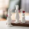 3pcs Cute Couple Rabbit Figurine Ceramic Bunny Statue Animal Sculpture  Christmas