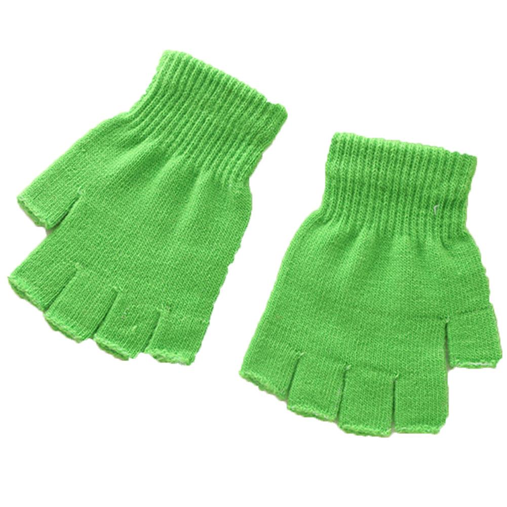 Unisex Black Half Finger Fingerless Gloves for Women and Men Wool Knit Wrist Cotton Gloves Solid Color Winter Warm Work Gloves