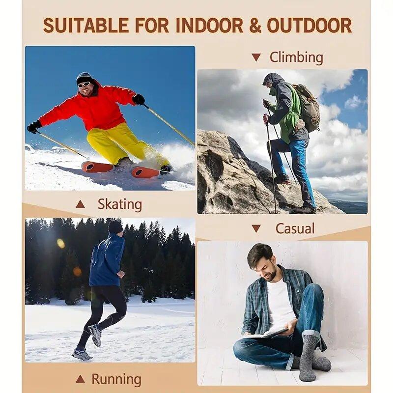 3 Pairs Winter Warm Thick Towel Bottom Man Socks Wool Male Socks Slipper Socks Merino Wool Socks Against Cold Snow Socks