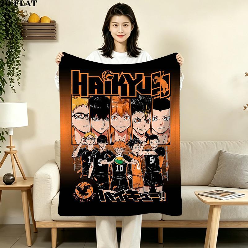 Haikyu Anime Print Flannel Blanket High Quality Warm Comfortable Cover for All Seasons Perfect for Gifts Home Decor