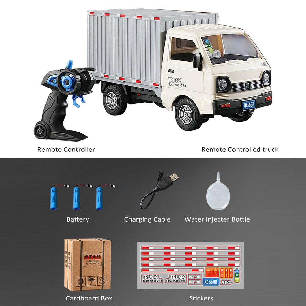 Camion télécommandé 2,4 GHz 1/16 Véhicule de transport télécommandé Pulvérisateur Multidirectionnel
