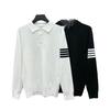 High-Quality Unisex Striped Knit Lapel Pullover Sweater for Autumn/Winter