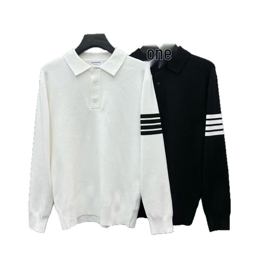 High-Quality Unisex Striped Knit Lapel Pullover Sweater for Autumn/Winter