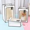 1PC Transparent Window Carrying Bag Clear Gift Bags Tote Paper Bag for Wedding Birthday Gifts Supplies Shopping Bags