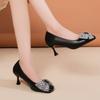 Fashion 2025  High-end  Women's Single Shoes New Selling Shallow Mouth Thin Heels Mary Jane High Heels Square Head Wedding Shoes