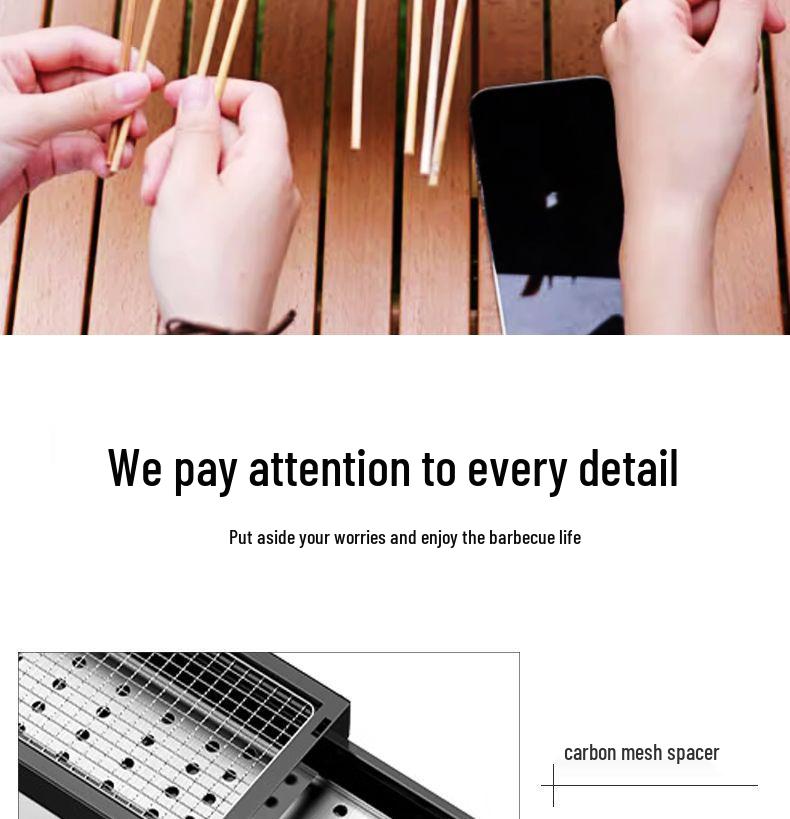 Portable Folding Charcoal Barbecue Grill with Skewers for Outdoor Cooking