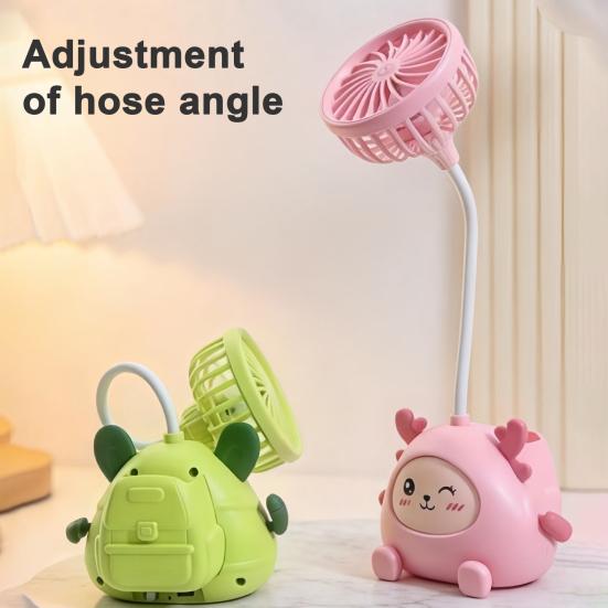 Cartoon Animals Desk Fan Fast Charging Flexible Hose Fan Multi-Purpose Phone Holder Pen Holder Portable Summer Cooling Fan