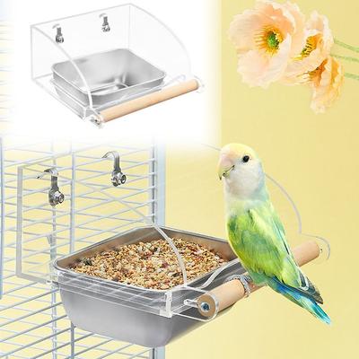 Anti-Slip Stand Hanging Bird Cage Feeder 304 Stainless Steel Bird Food Container  Aviary