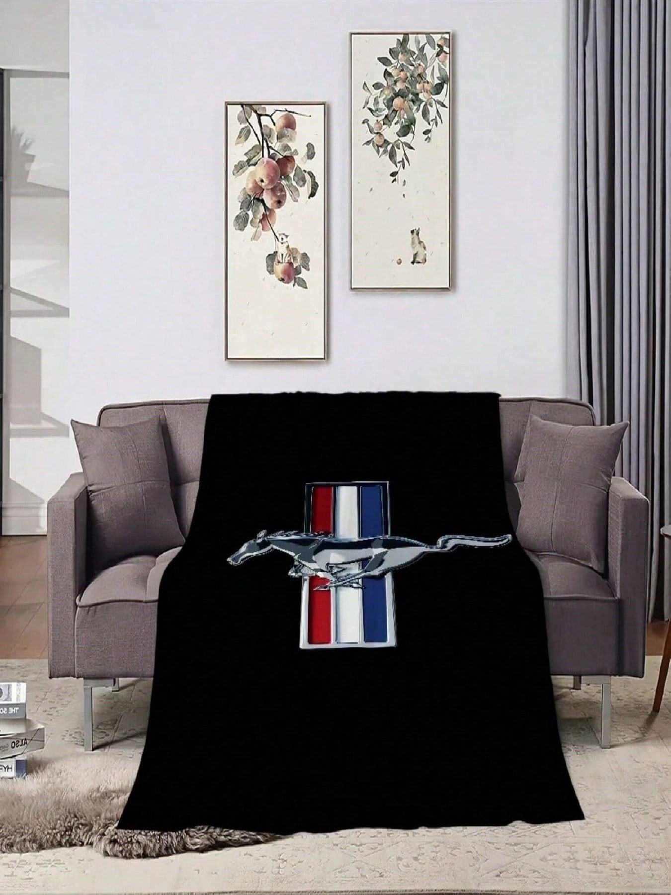 Manta suave y cómoda con estampado del logotipo de la moda F- y M-Mustang, adecuada para la sala de estar, el dormitorio, los viajes y los regalos 75X95CM
