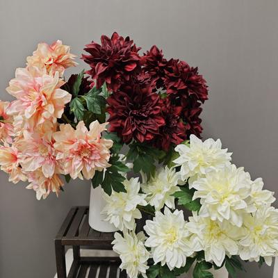 Bouquet de Dahlias Artificiels pour Mariages et Décoration d'Hôtel - 7 ou 9 Têtes