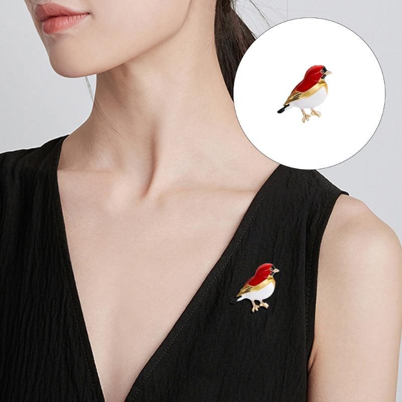Trendy Enamel Bird Shaped Brooch Korean Inspired Jewelry Gift For Her Unique Clothing Dress Pin Accessory