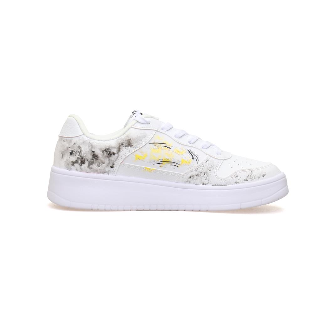 Li Ning Slip Resistant Cushioning Abrasion Resistant Low Top Skateboard Shoes Unisex White Black Gold AGCS419-1(Team303-)