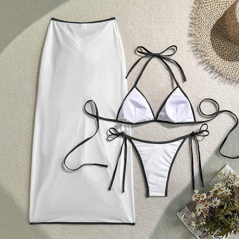 Sexy 3 Pieces Bikini Set Micro Bikini Women Swimsuit Female Swimwear Long Skirt Bikini Set Bathing Suit Beachwear Cover Up