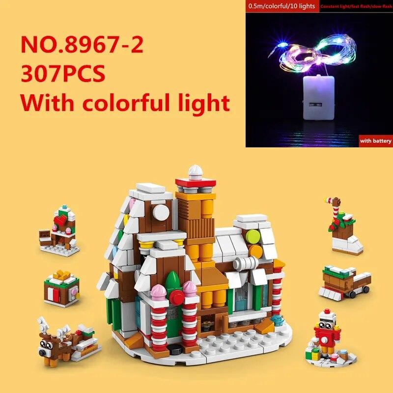 TOYLINX DIY Bricks Toys Christmas Series Building Blocks Set with Light Creative Winter Village House for Kids Xmas Gifts