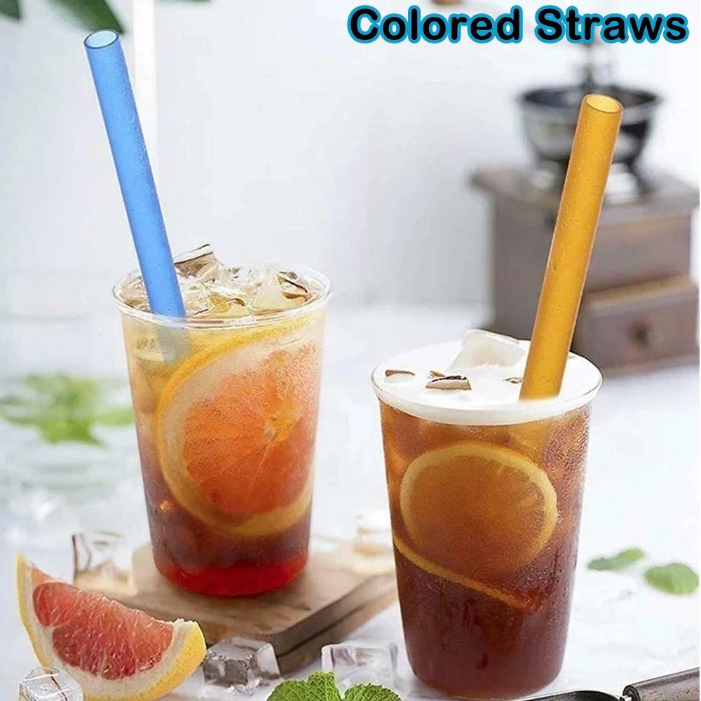 100-600Pcs Large Color Drinking Straws Bubble Tea Straw MilkTea Straws Big Milkshake Straws Party Wedding Bar Home Accessories