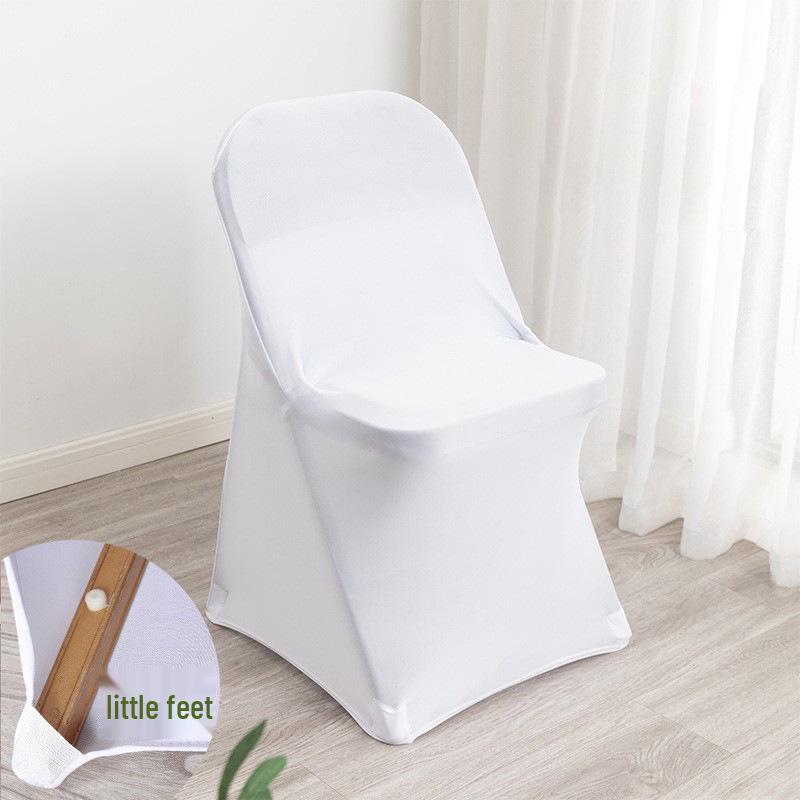 

White Stretchable Folding Chair Cover for Weddings, Banquets, Hotels, and Restaurants - Dustproof & Decorative Full Coverage. Folding