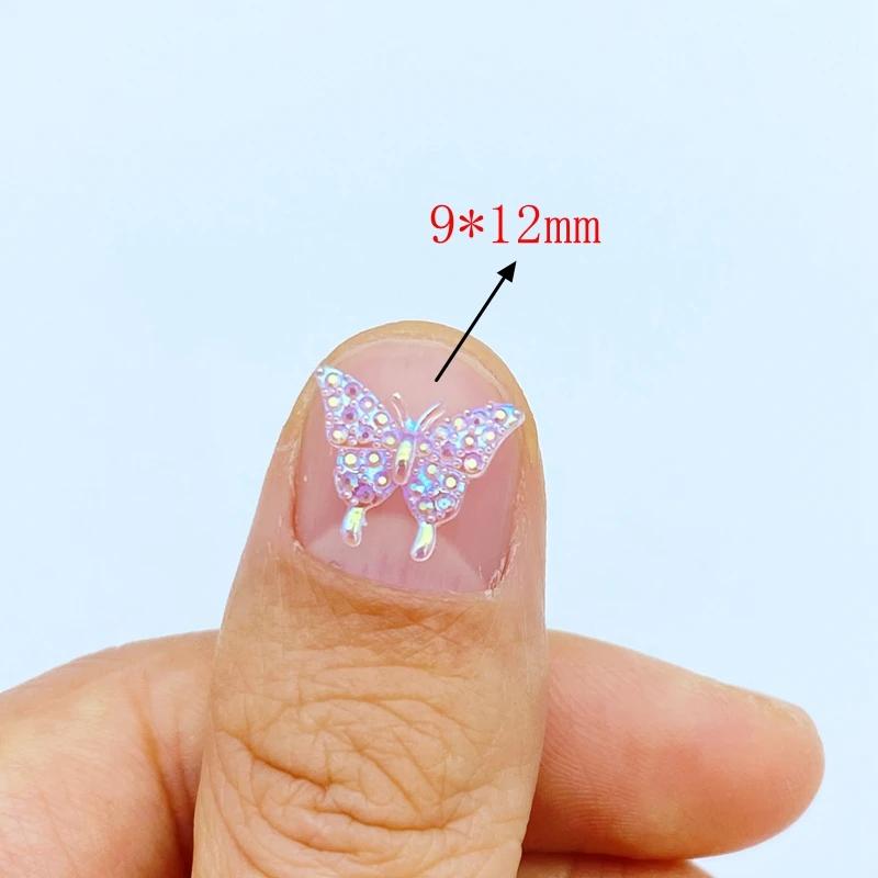 New 100Pcs New Cute Mini Shiny Little Butterfly Resin Figurine Crafts Flatback Cabochon Ornament Jewelry Making Hairwear Accesso