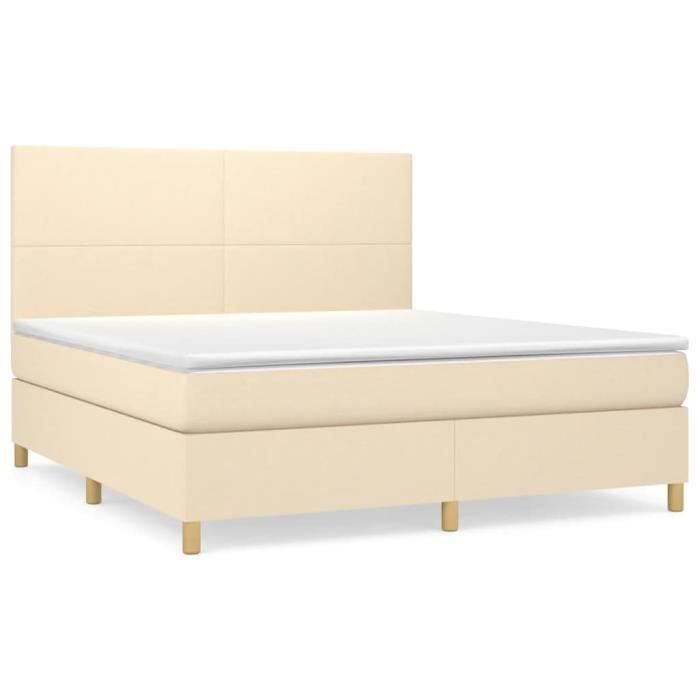 3142190 vidaXL Lit à sommier tapissier avec matelas Crème 160x200 cm Tissu