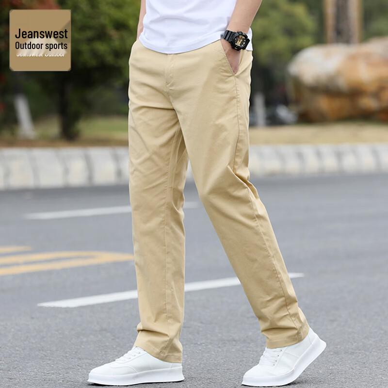 Jeanswest Men s Summer Lightweight Straight-Leg Casual Trousers 30