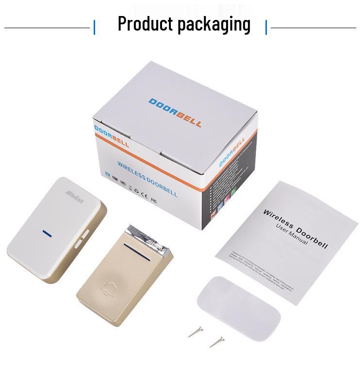 Battery-Free Smart Wireless Doorbell with One Transmitter & Two Receivers, EU/US Plug, Long Range, Waterproof.