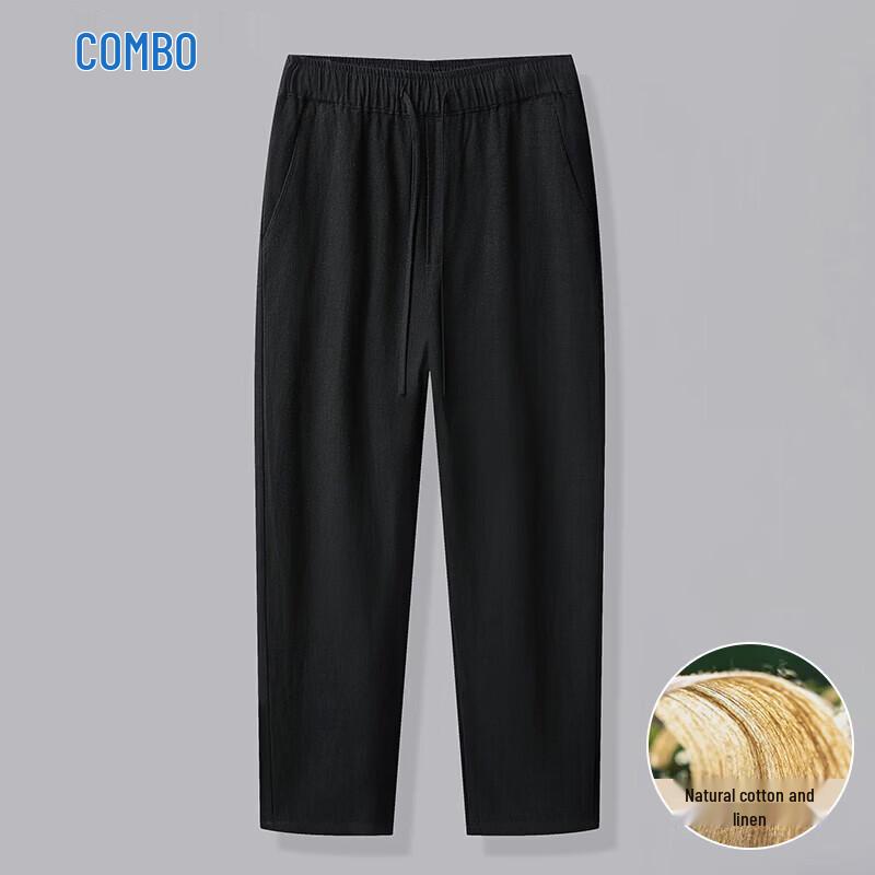 Kangbo Men s Cotton-Linen Blend Straight-Leg Casual Pants L