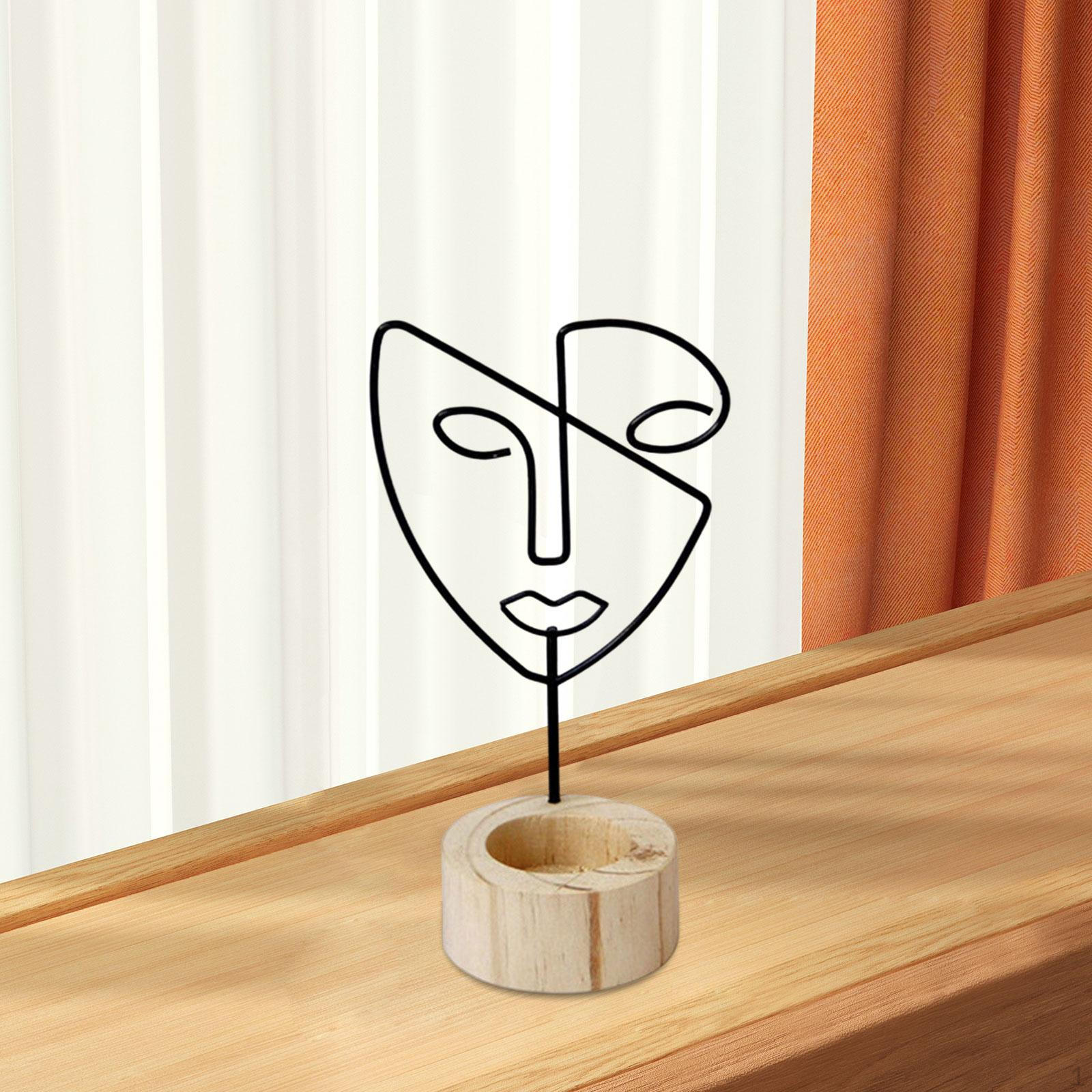 

Tealight Candle Holder Abstract Face Statue Figurines Candleholder Ornament Table Centerpiece