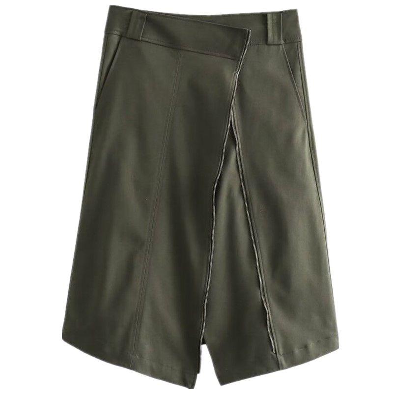 

Fashion Style Autumn New Asymmetric Mid-Waist Skirt Khaki L