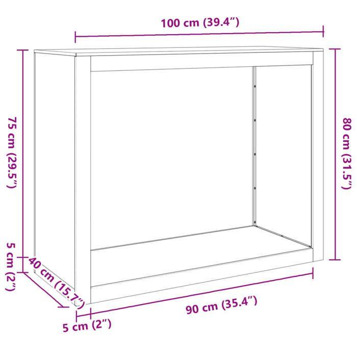 VidaXL Portant de bois de chauffage noir 100x40x80 cm acier, magasin de bûches, porte-bûches de cheminée, support de bûches, 850975