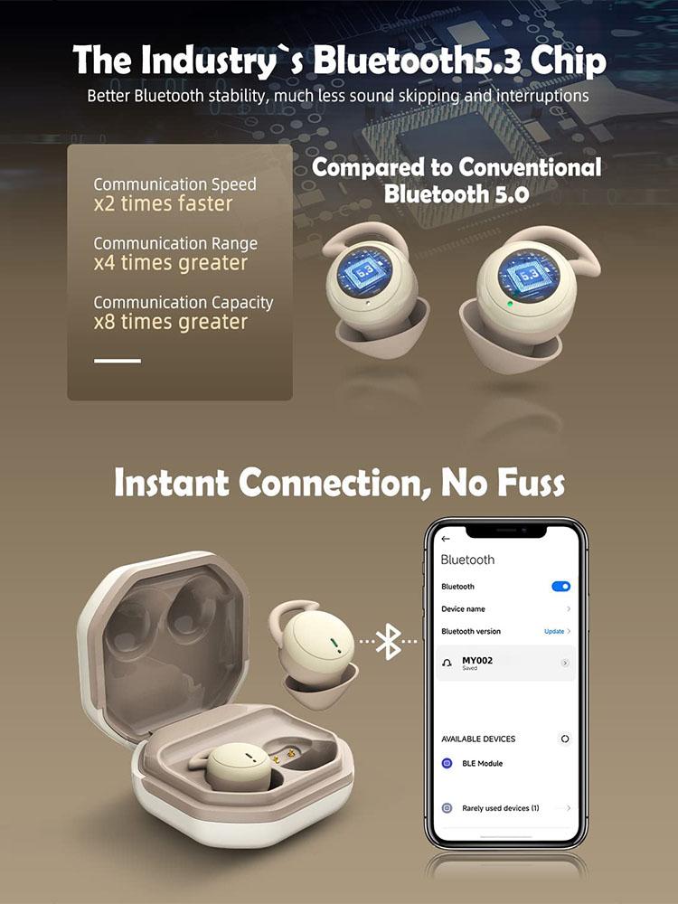Avanserte AI Komfortable Soveørepropper Mini Størrelse Trådløs Bluetooth Usynlig Støyblokkering for Sidesovere Hjemme