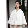Elegant Plush Chinese Style Cloak Thicken Winter Warm Cape Plush Evening Capes  Cheongsam Lolita