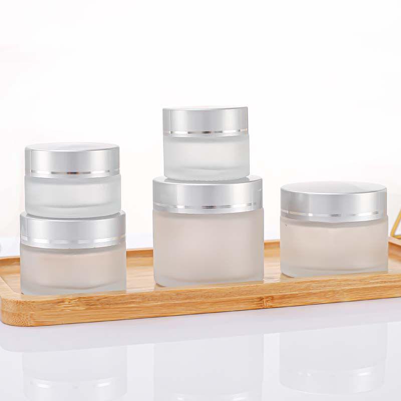 Frosted Glass Refillable Cosmetic Bottles: 50g Face Cream Jars, 30g Eye Cream Jars, Mask Jars