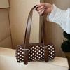 Korean Design Elegant Polka Dot Handbag PU Zipper Closure Underarm Bag Polka Dot Pattern Top-Handle Bags for Women