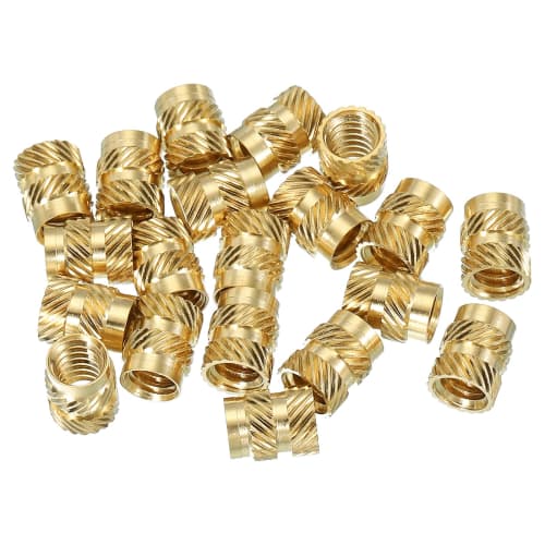 PATIKIL 1/4"-20x10x8mm Threaded Insert, Brass Heat-Set Insert Female Threaded Insert Nut, Recessed Nut for Plastic and 3D Printed Parts, Gold