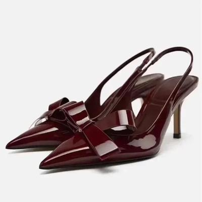 Sexy Butterfly-knot Pointed Toe High Heels Women Fashion Summer Banquet Party Shoes Slingbacks Sandals Ladies