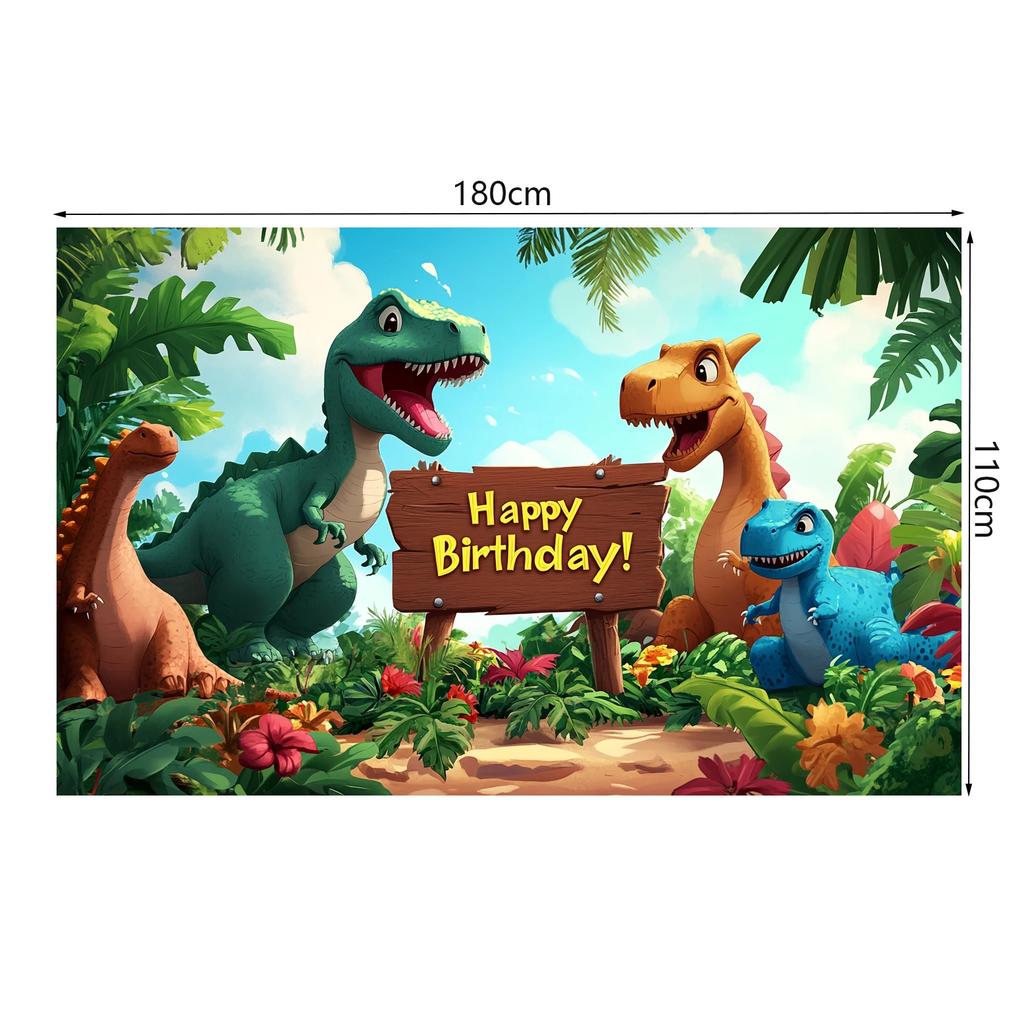 Dinosaur Jungle Birthday Party Backdrop Polyester Kids Birthday Party Decoration Banner Room Photo Booth Background Props