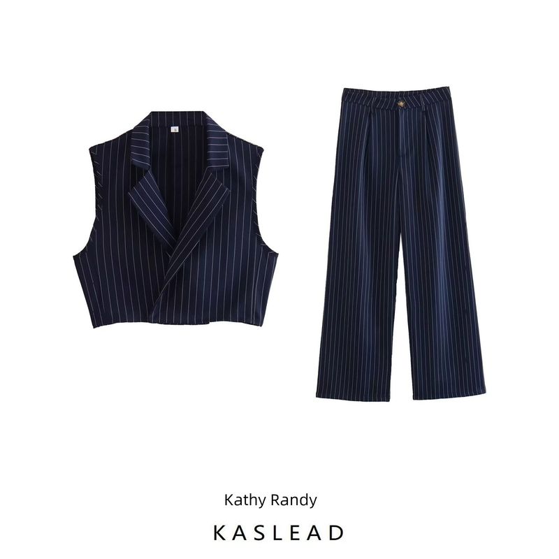 Women's Kaslead Stripes Straight-Leg Trousers Vest