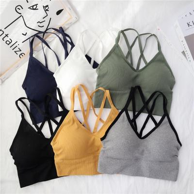 Women Crop Top Breathable Sports Bra Anti-sweat Seamless Fitness Top Yoga Bra Shockproof Crop Top Push Up Gym Workout Top for Girls